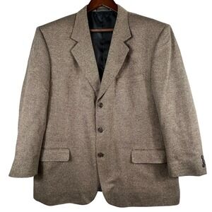 Versini Mens 54L 100% Silk Sport Coat Birdseye Blazer Tan Black Vintage 90s Long